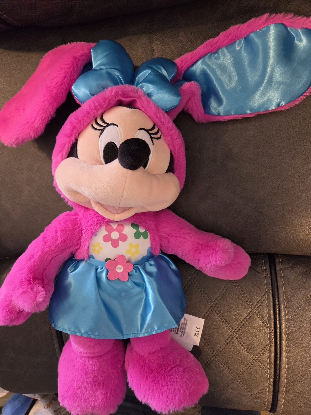 Disney Pink Minnie Bunny Plush with Blue Satin Dress and Bow